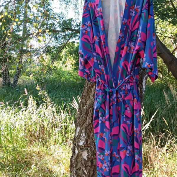 Szlafrok kimonowy - orientalne kwiaty
