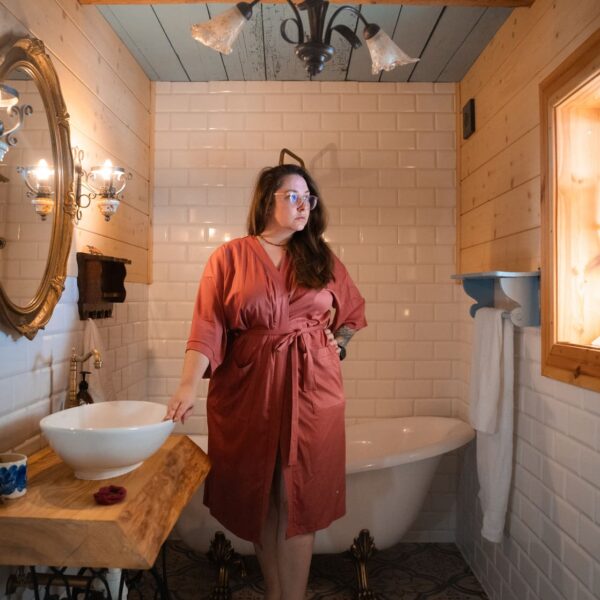 Szlafrok kimonowy - ceglany róż